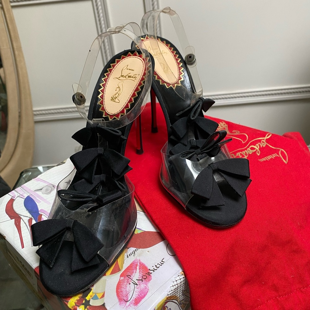 20th Anniversary Christian Louboutin Bow Bow 100mm PVC 40EU - Picture 3 of 12